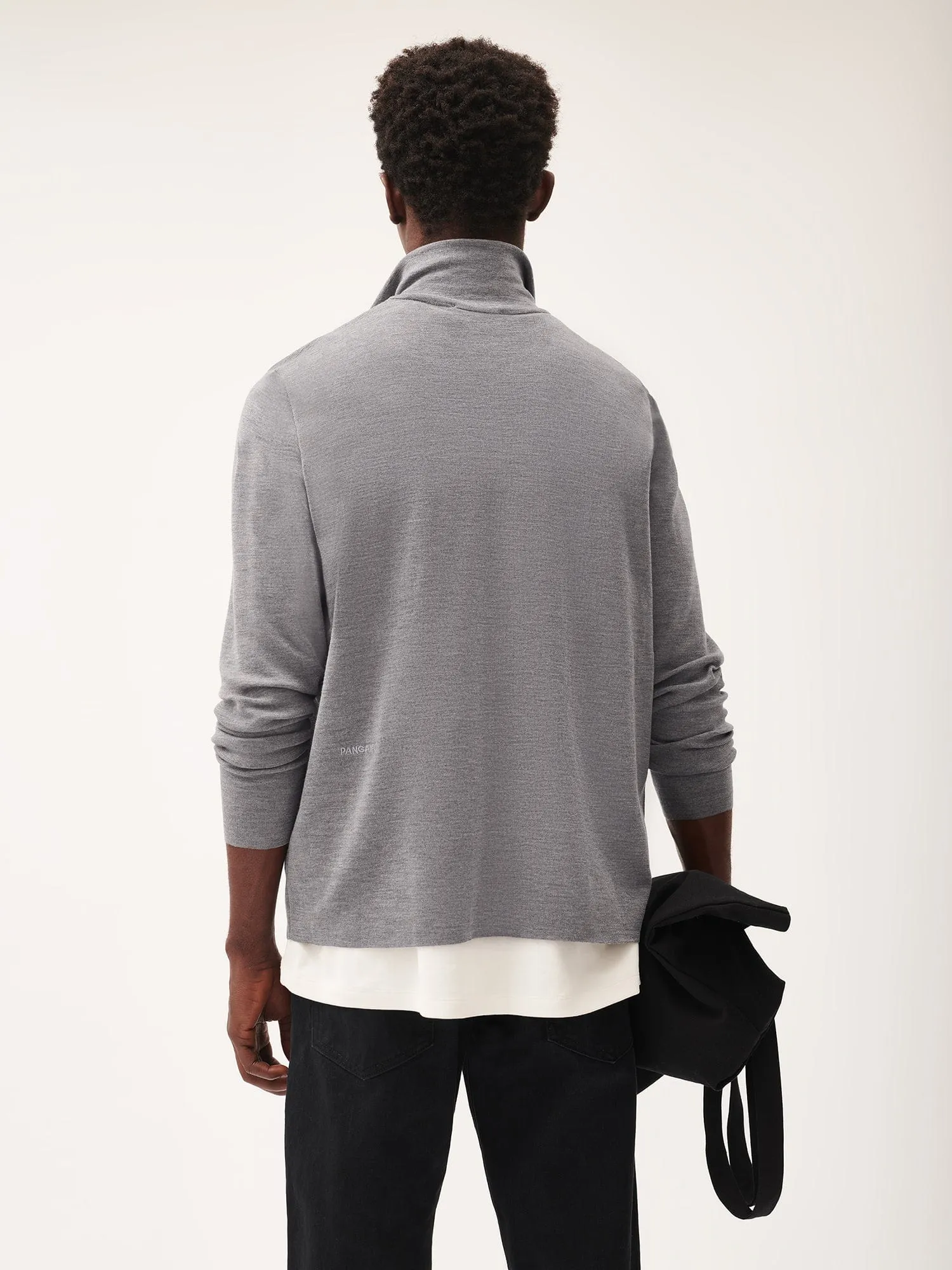 Regenerative Merino Wool Half-Zip Sweater—grey marl