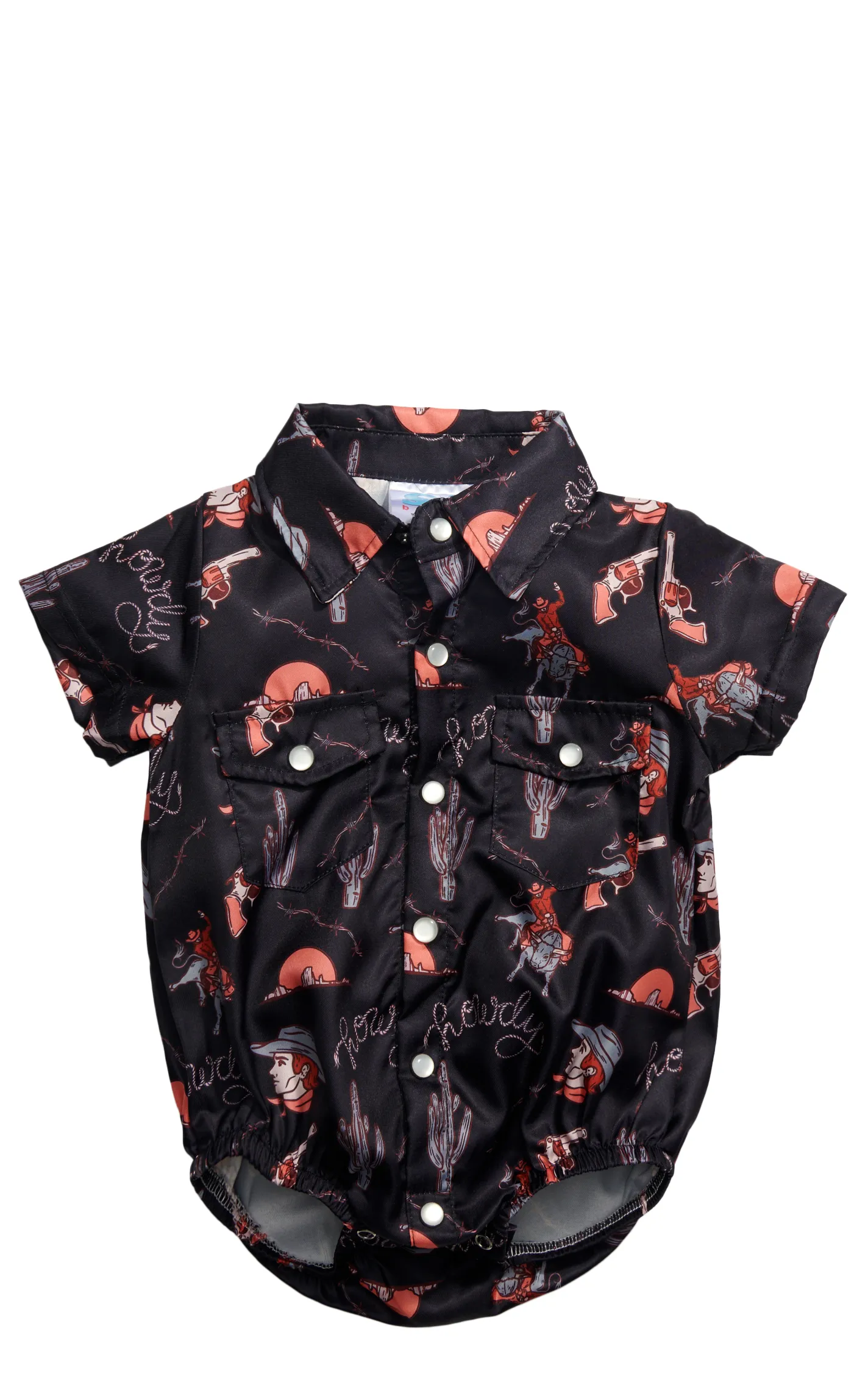 Shea Baby Infant Boy's Black Yee-Haw Retro Western Print Onesie