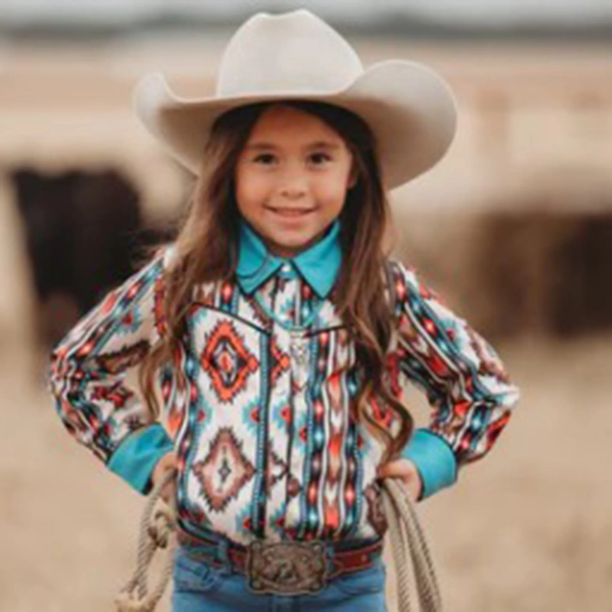 Shea Baby Kid's Turquoise/Red Aztec Shirt