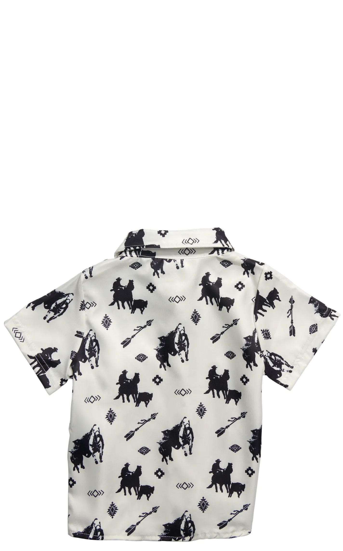 Shea Baby Toddler Boy's White & Black Retro Western Print Shirt 