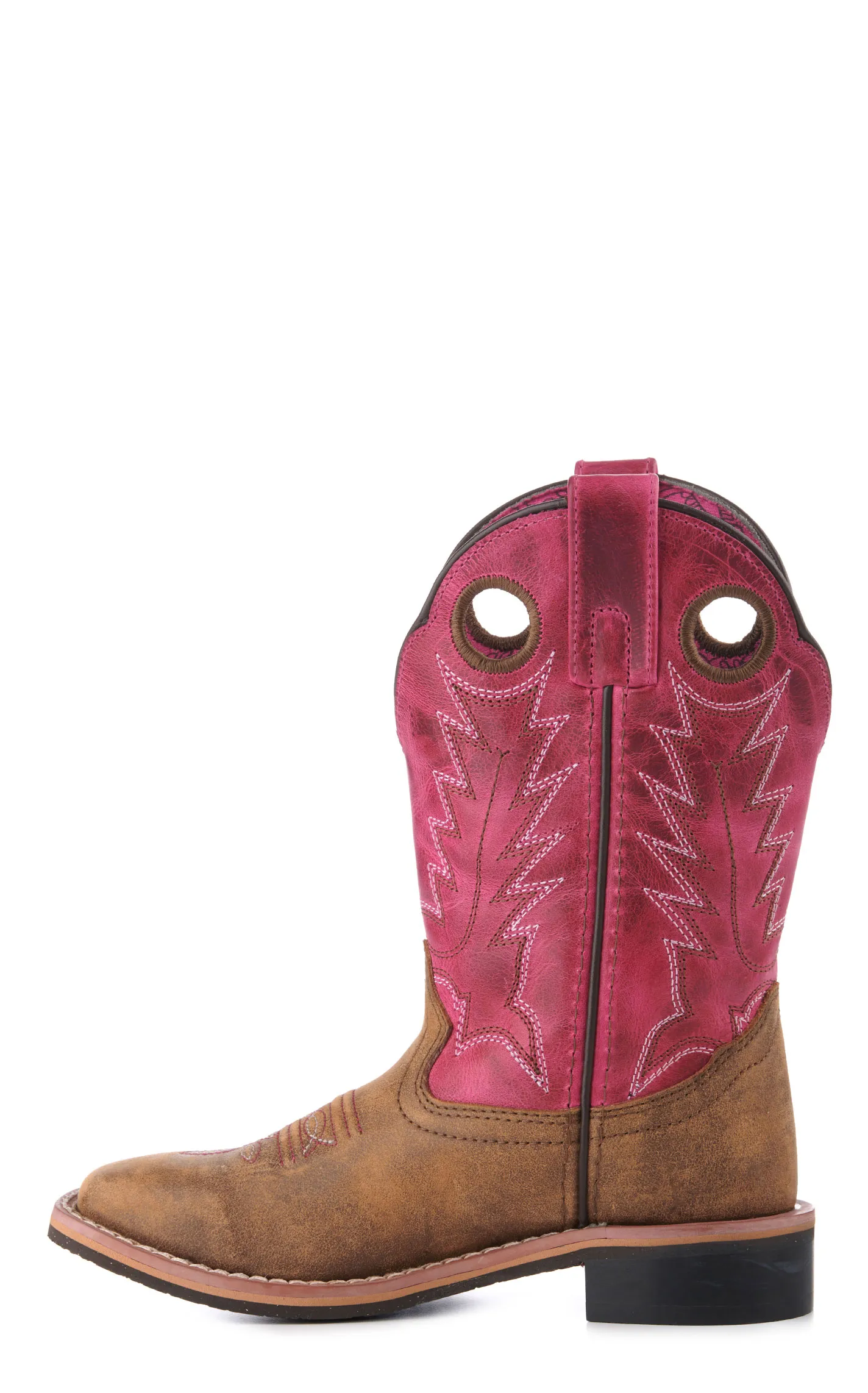 Smoky Mountain Kids Vintage Brown and Pink Square Toe Cowboy Boots