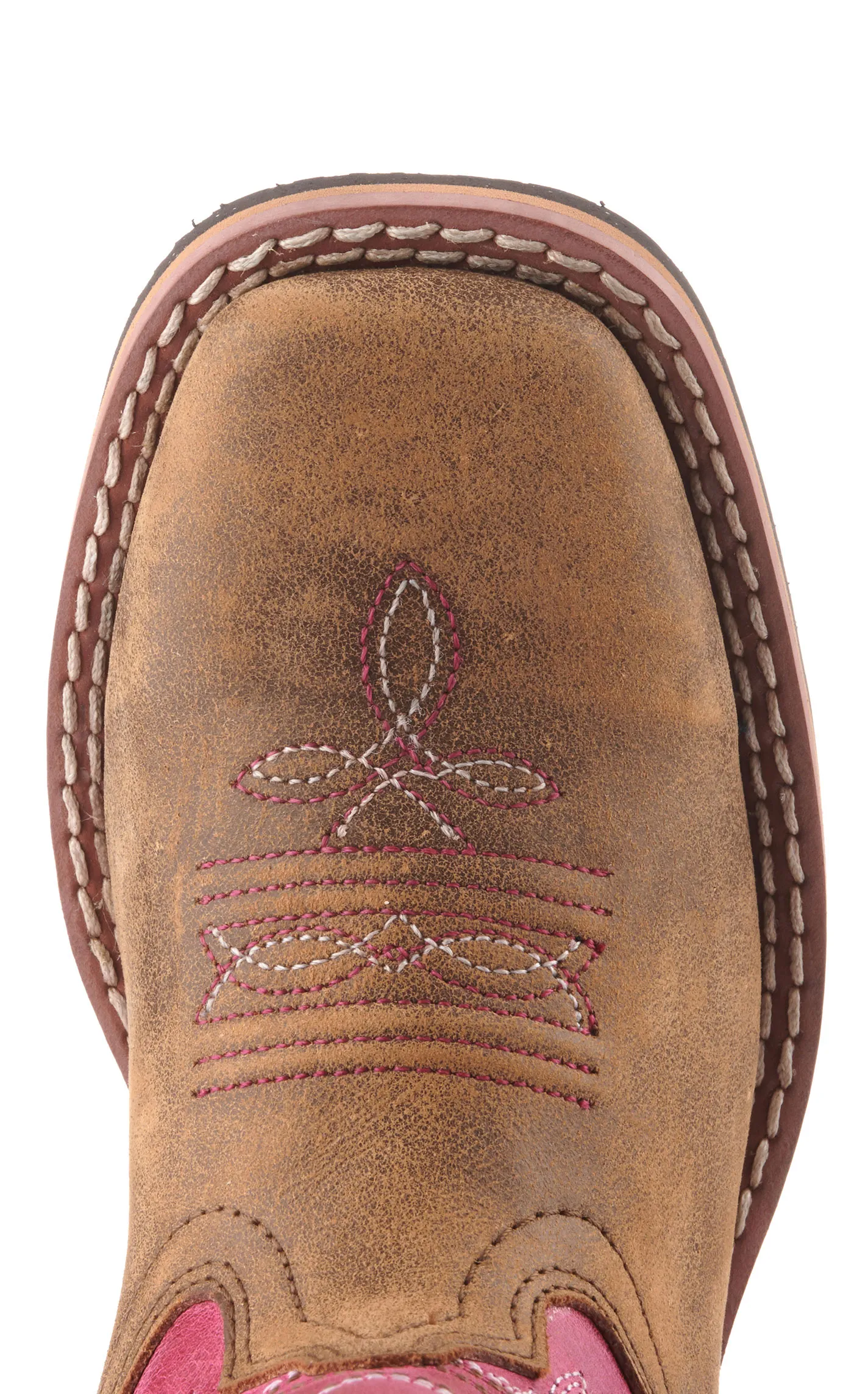 Smoky Mountain Kids Vintage Brown and Pink Square Toe Cowboy Boots