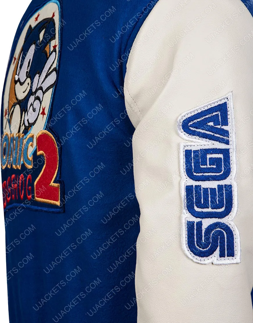 Sonic The Hedgehog Bomber Jacket - Blue & White Varsity Jacket