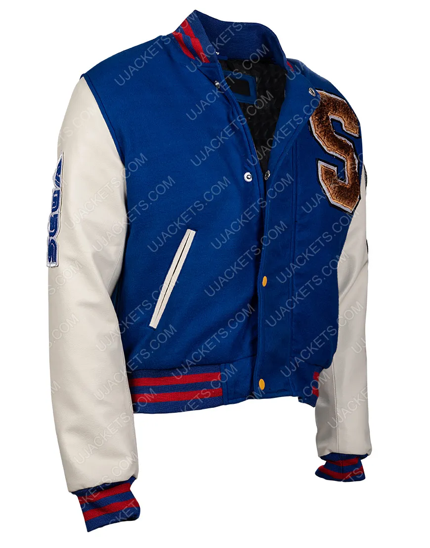 Sonic The Hedgehog Bomber Jacket - Blue & White Varsity Jacket