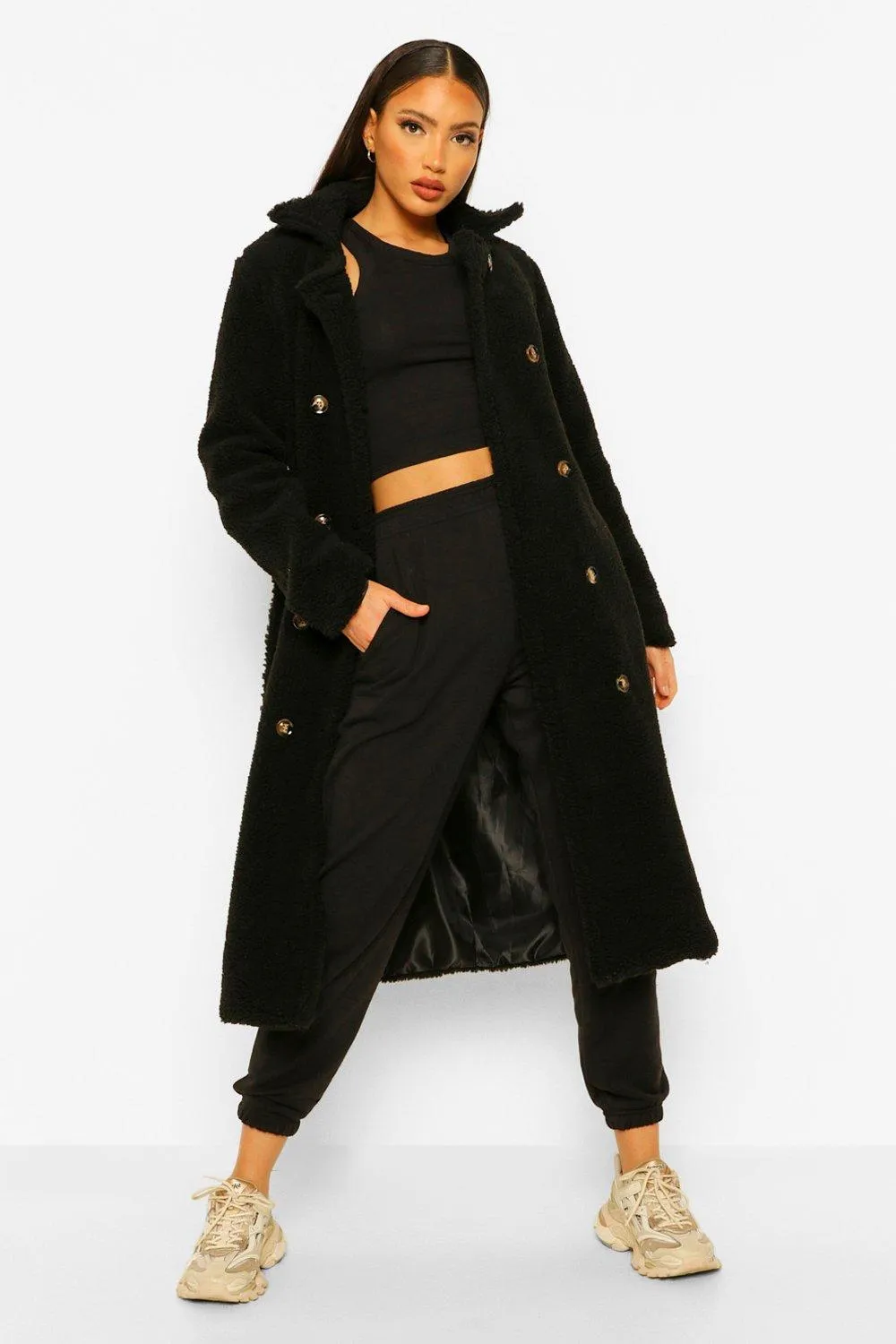 Tall Belted Longline Teddy Coat