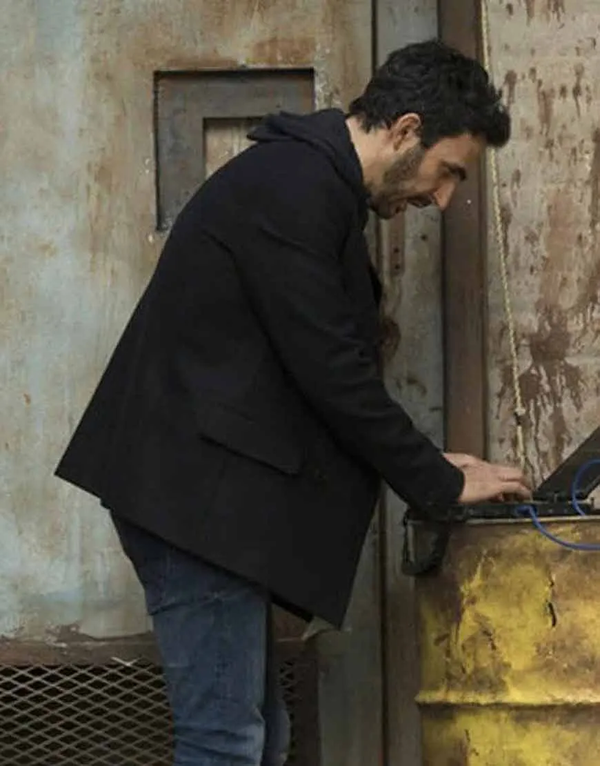 The Blacklist S08 Amir Arison Jacket | Aram Mojtabai Black Woolen Jacket