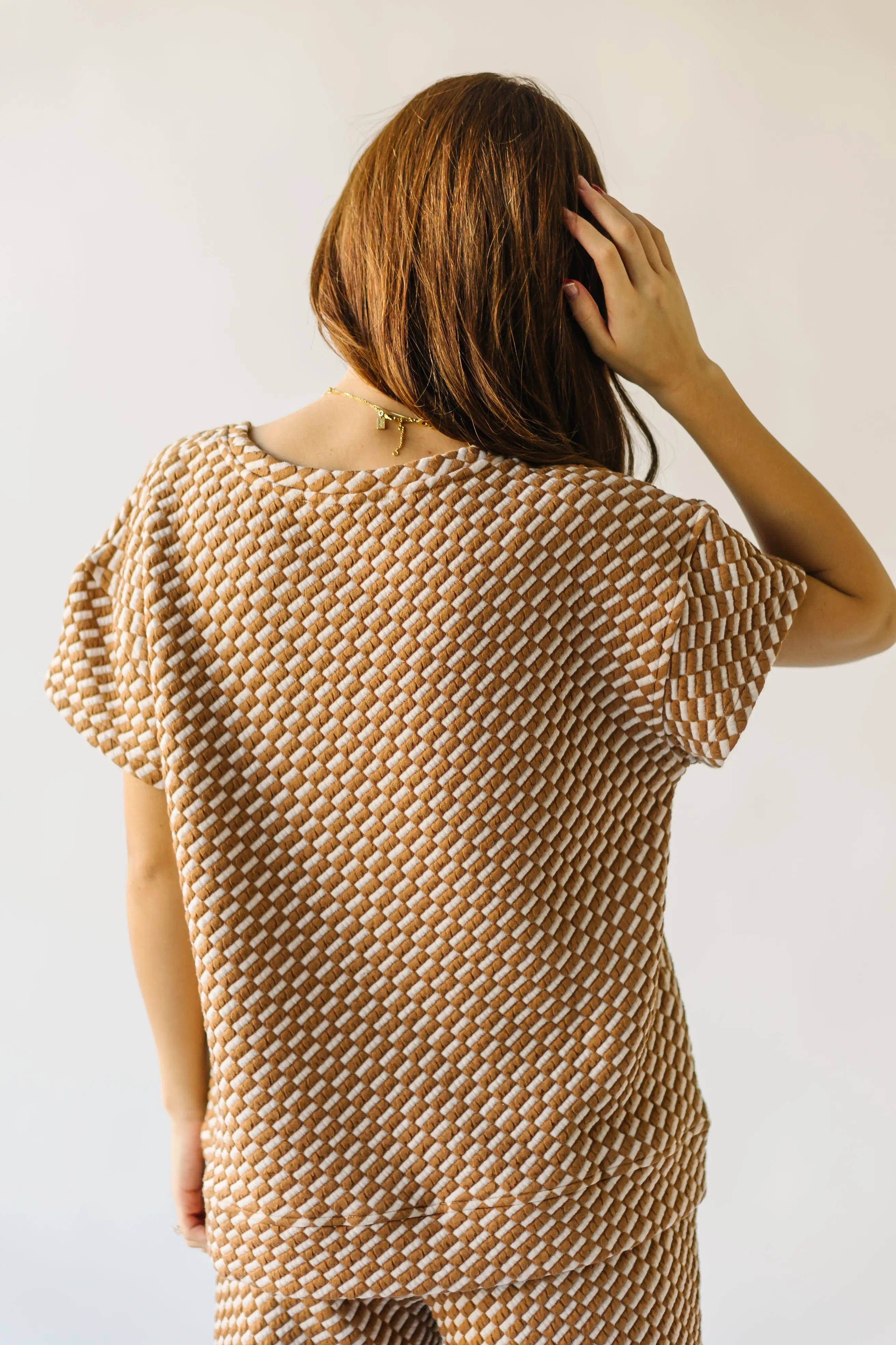 The Lenny Checkered Top in Tan