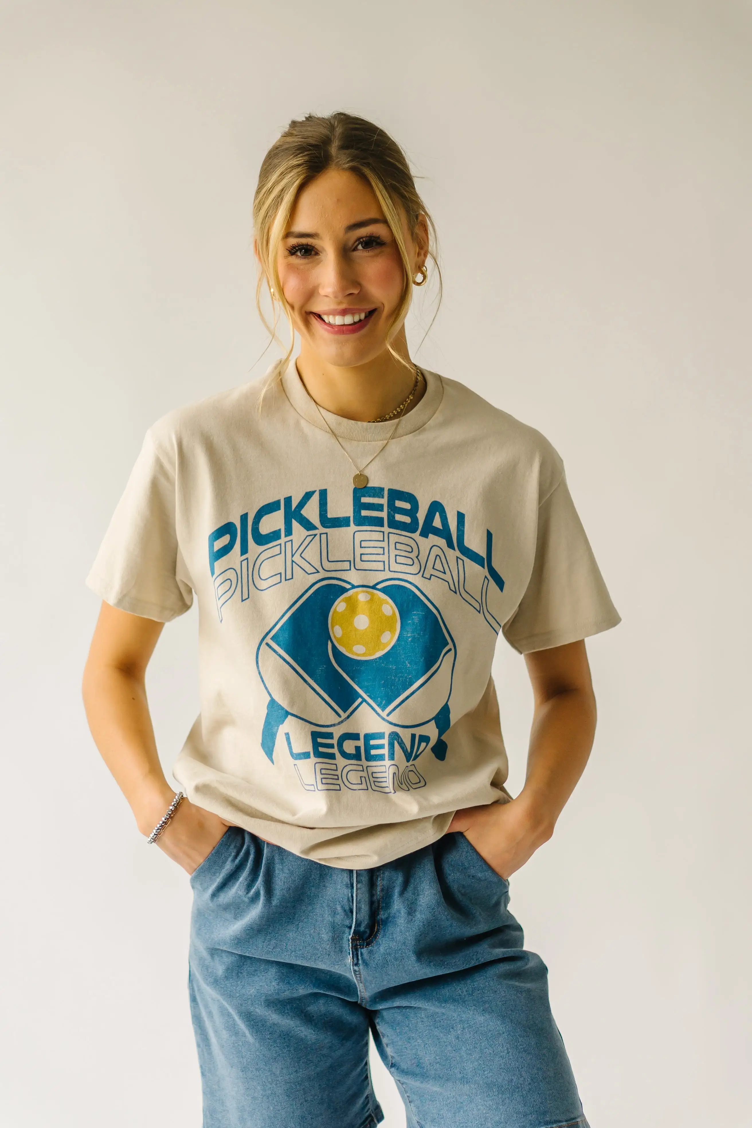 The Pickleball Legend Graphic Tee in Sand