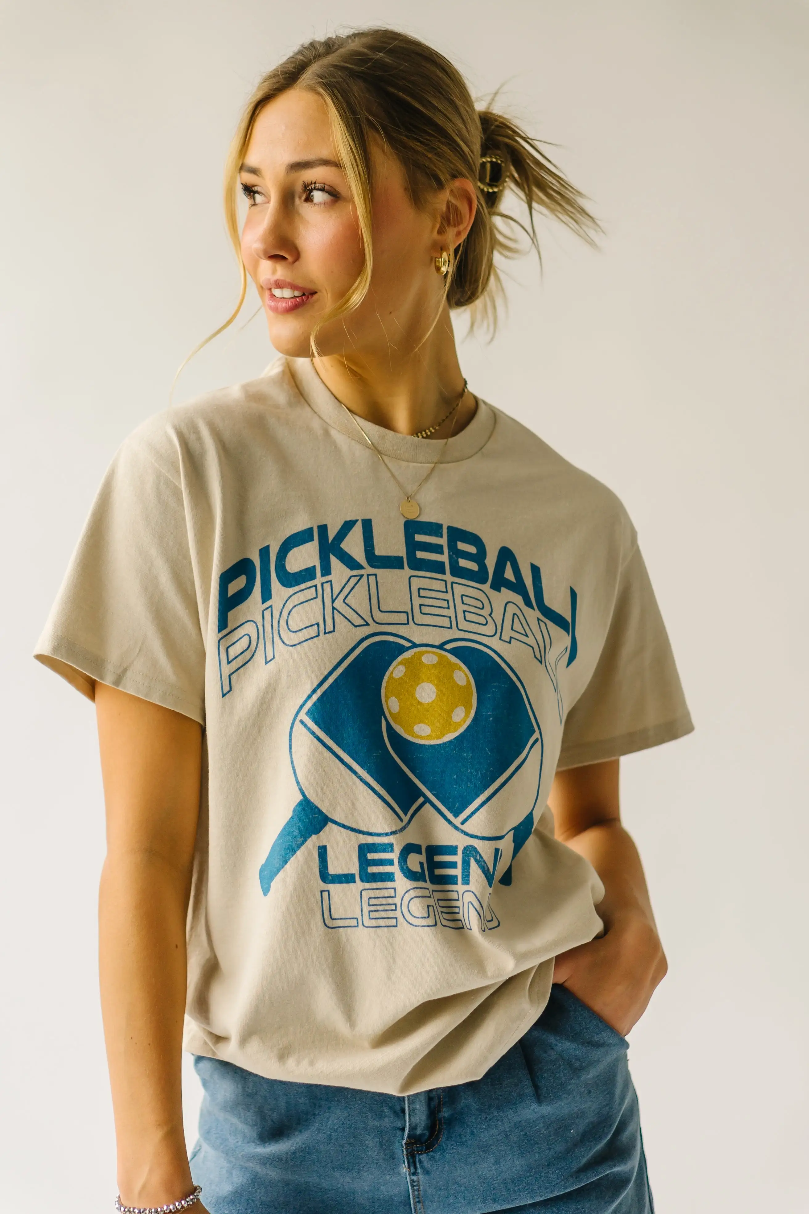 The Pickleball Legend Graphic Tee in Sand