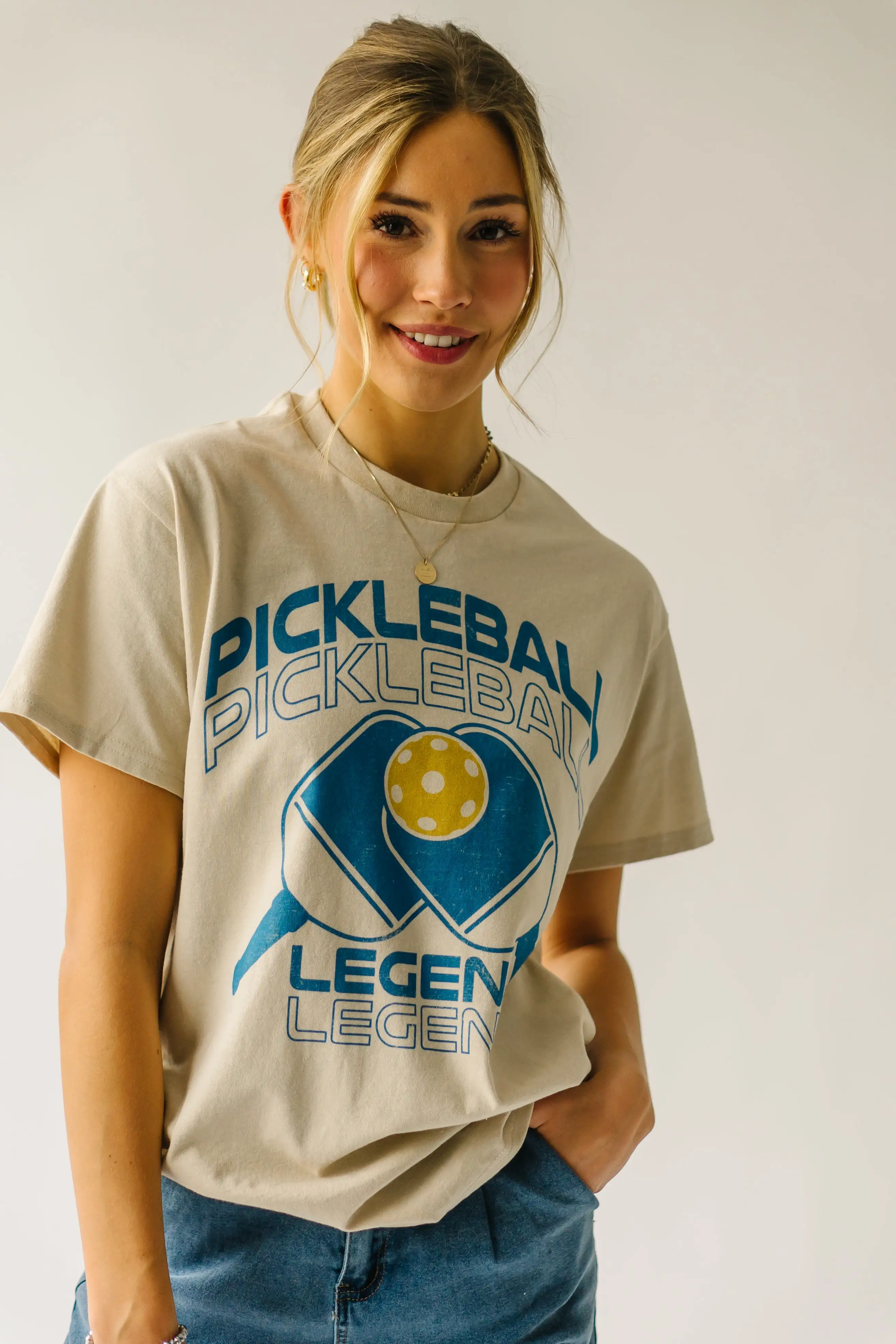 The Pickleball Legend Graphic Tee in Sand