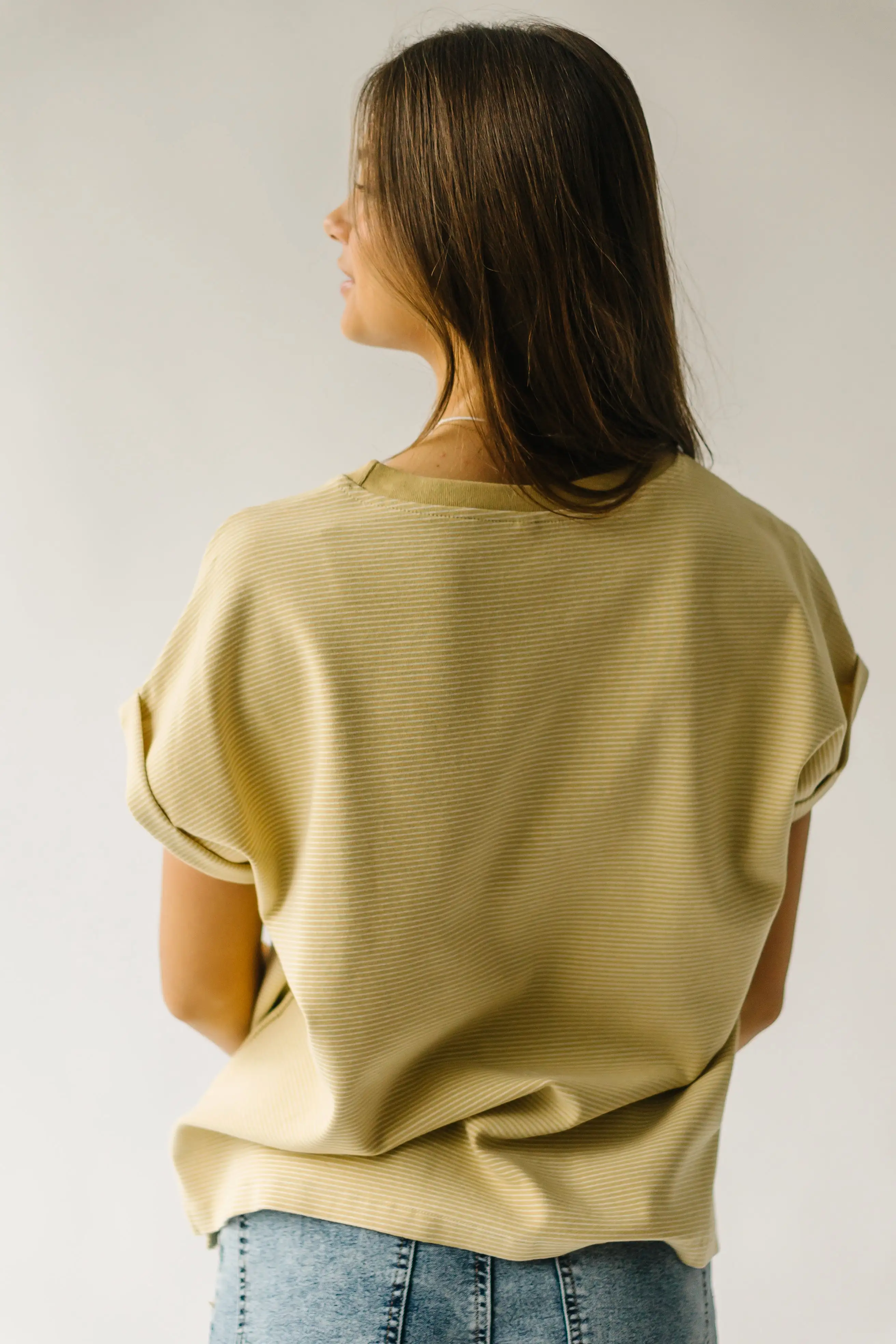 The Rendon Striped Dolman Tee in Honey + White