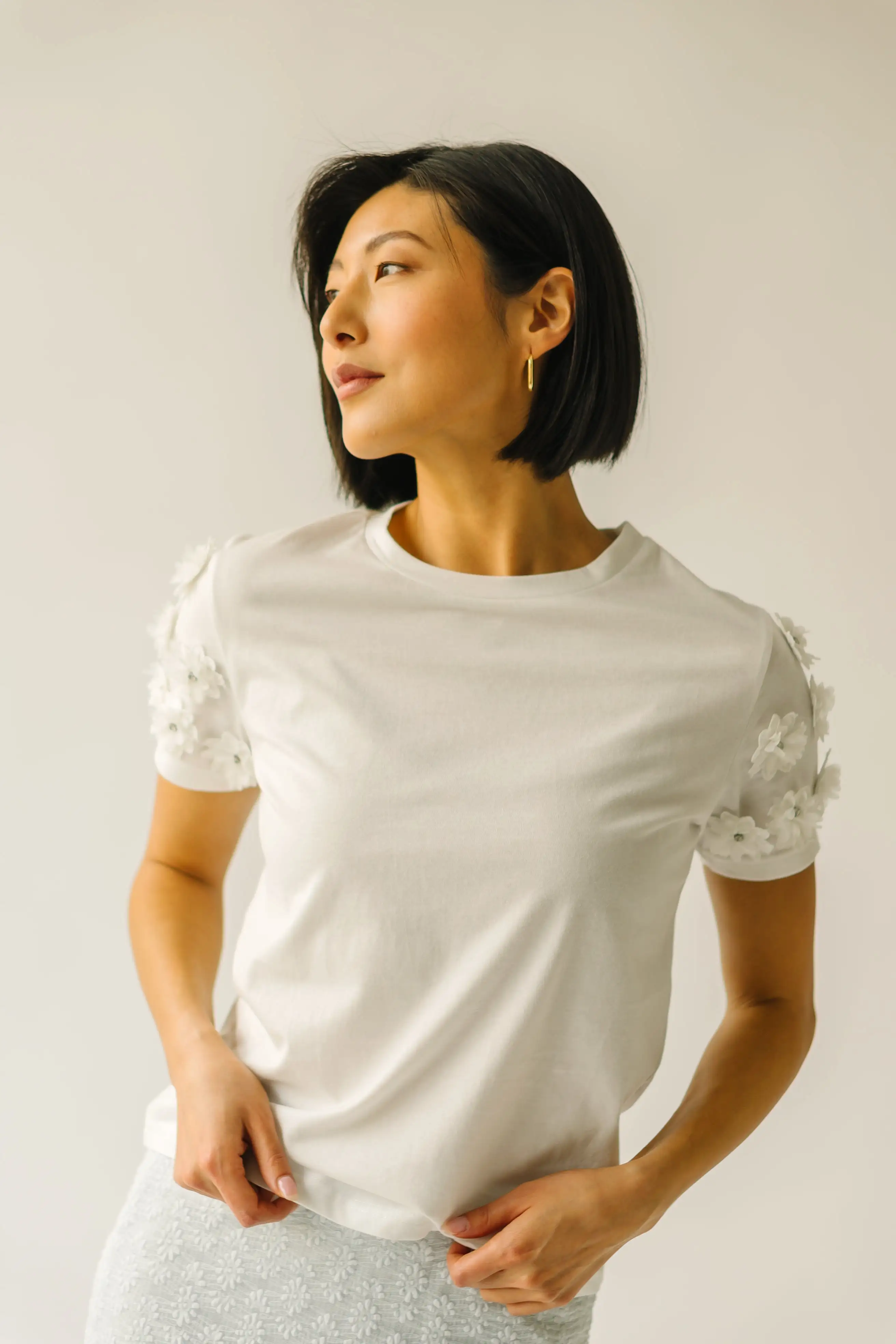 The Tupelo 3-D Floral Tee in White