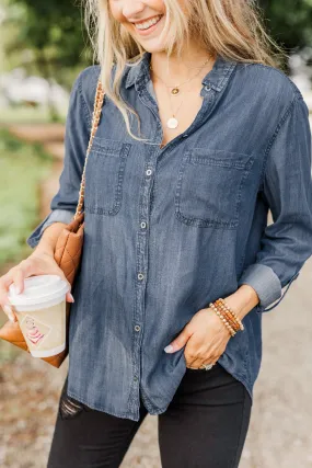 The Ultimate Chambray Top- Medium Wash