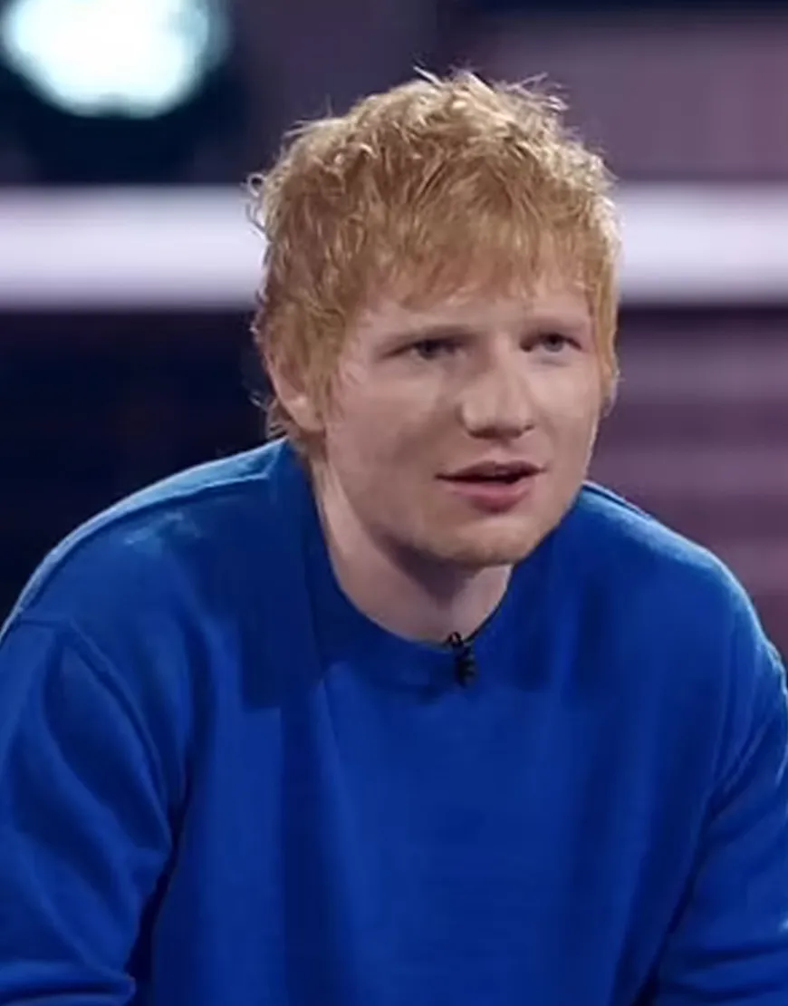 The Voice 2021 Ed Sheeran Blue Sweater | Blue Logo-Cuffed Sweater