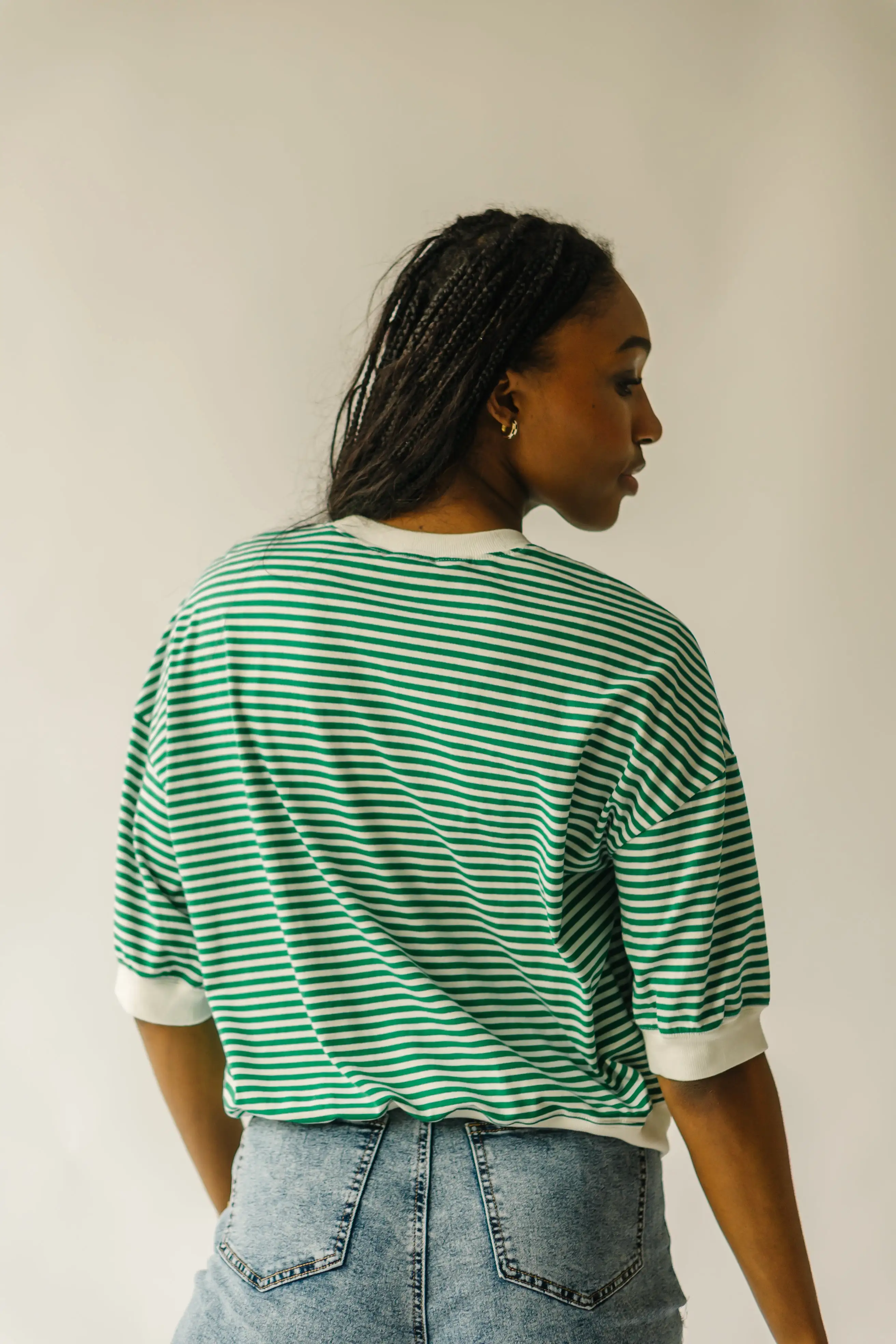 The Wrenly Crew Striped Tee in Green