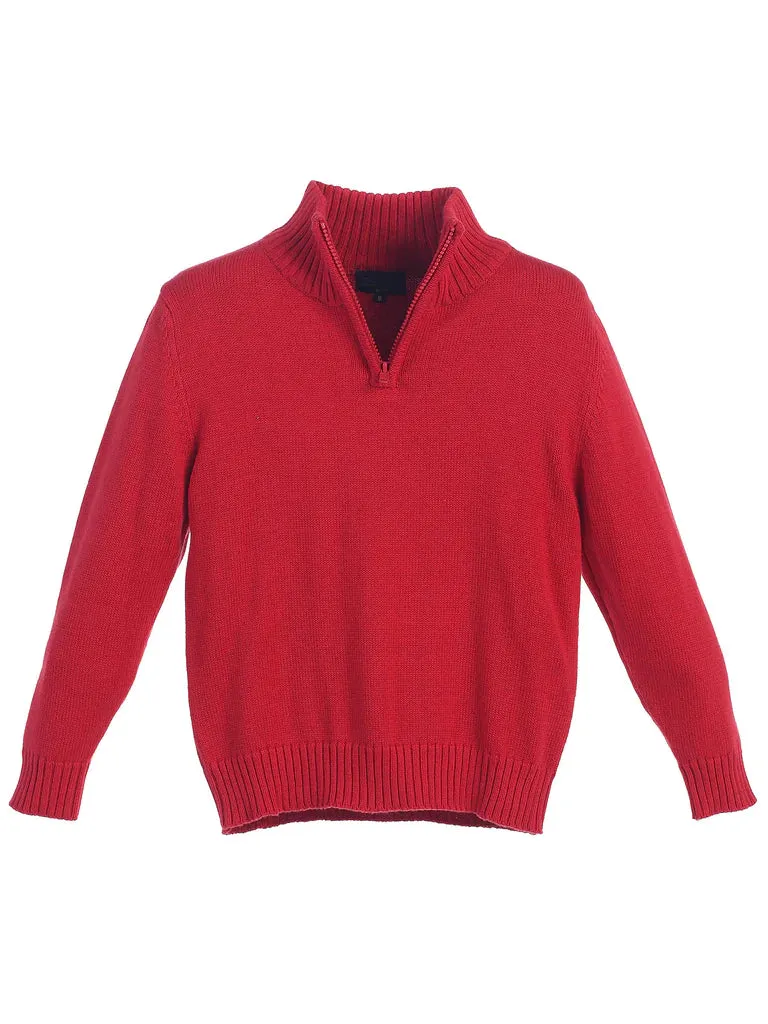 TODDLERS , KIDS , AND BOYS KNITTED 1/4 ZIP SWEATER