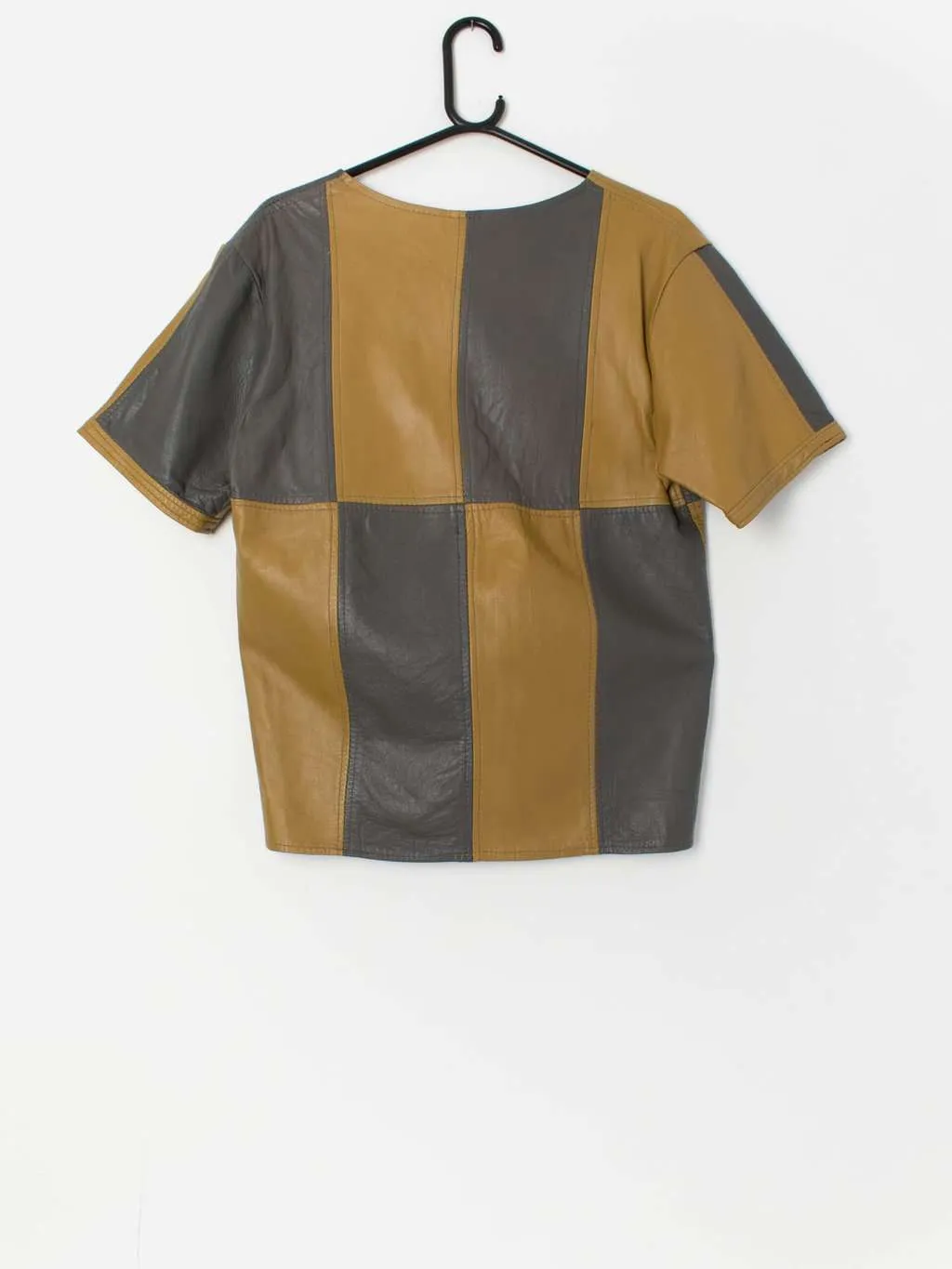 Vintage 1970s patchwork leather tunic top – Small / Medium / Large