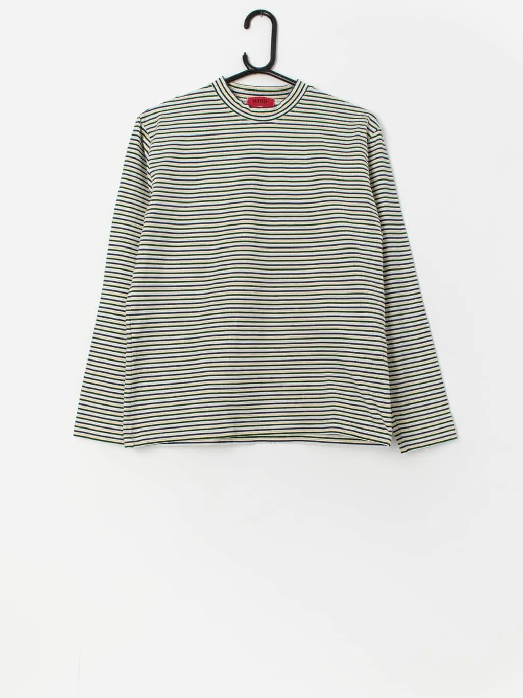 Vintage Hugo Boss fitted stripey top with long sleeves – Medium / Large