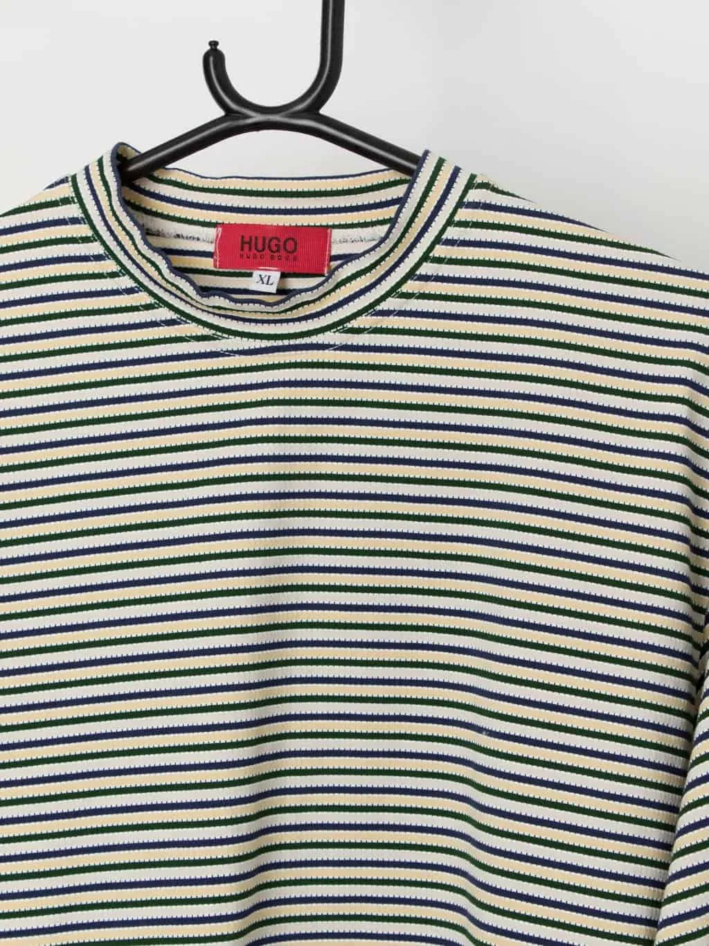 Vintage Hugo Boss fitted stripey top with long sleeves – Medium / Large