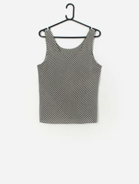 Vintage silk dogtooth vest top in black and white – Medium / Large