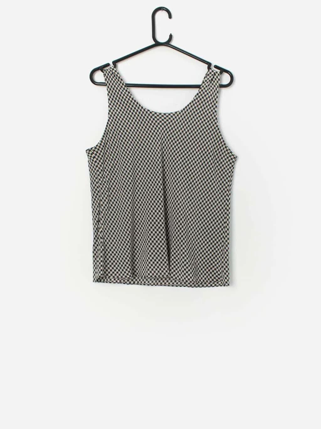 Vintage silk dogtooth vest top in black and white – Medium / Large