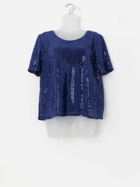 Vintage Y2K bright blue sequin top – Medium / Large