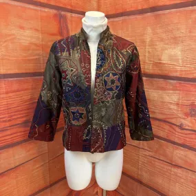 VNTG CHICOS MULTI EMBROIDERED OPEN JACKET SIZE 0 (4/6) TCC