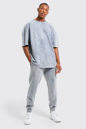 Washed Drop Shoulder T-shirt & Jogger Set