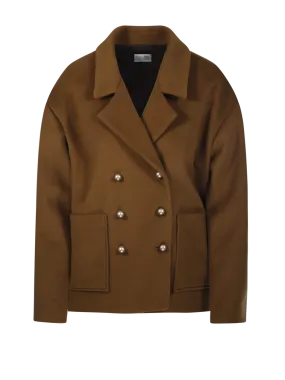 WOMAN FORTE FORTE BROWN VIRGIN WOOL COAT