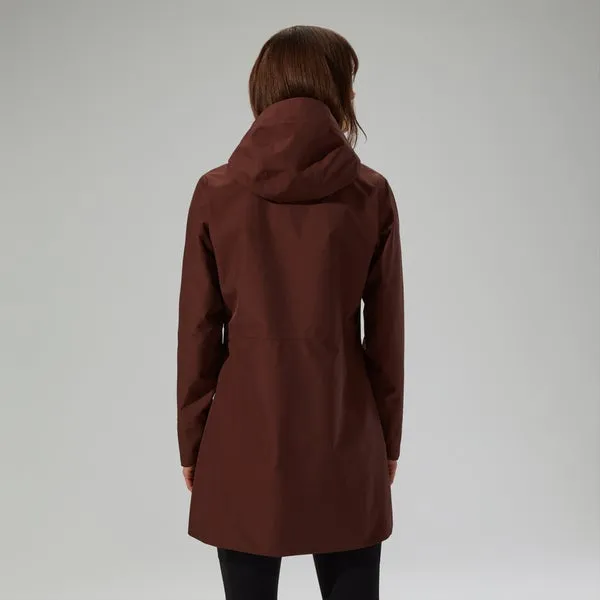 Women's Omeara Long Waterproof Jacket - Brown