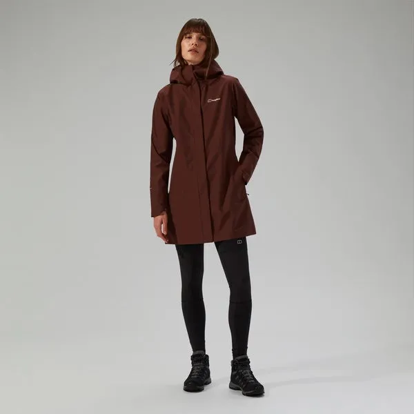 Women's Omeara Long Waterproof Jacket - Brown