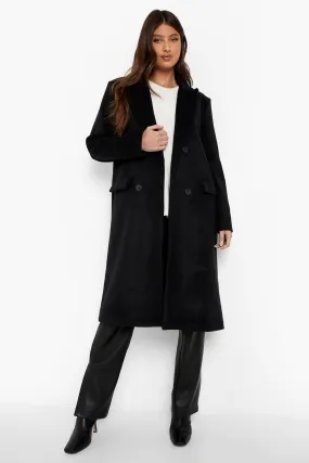 Wool Look Longline Pocket Detail Coat