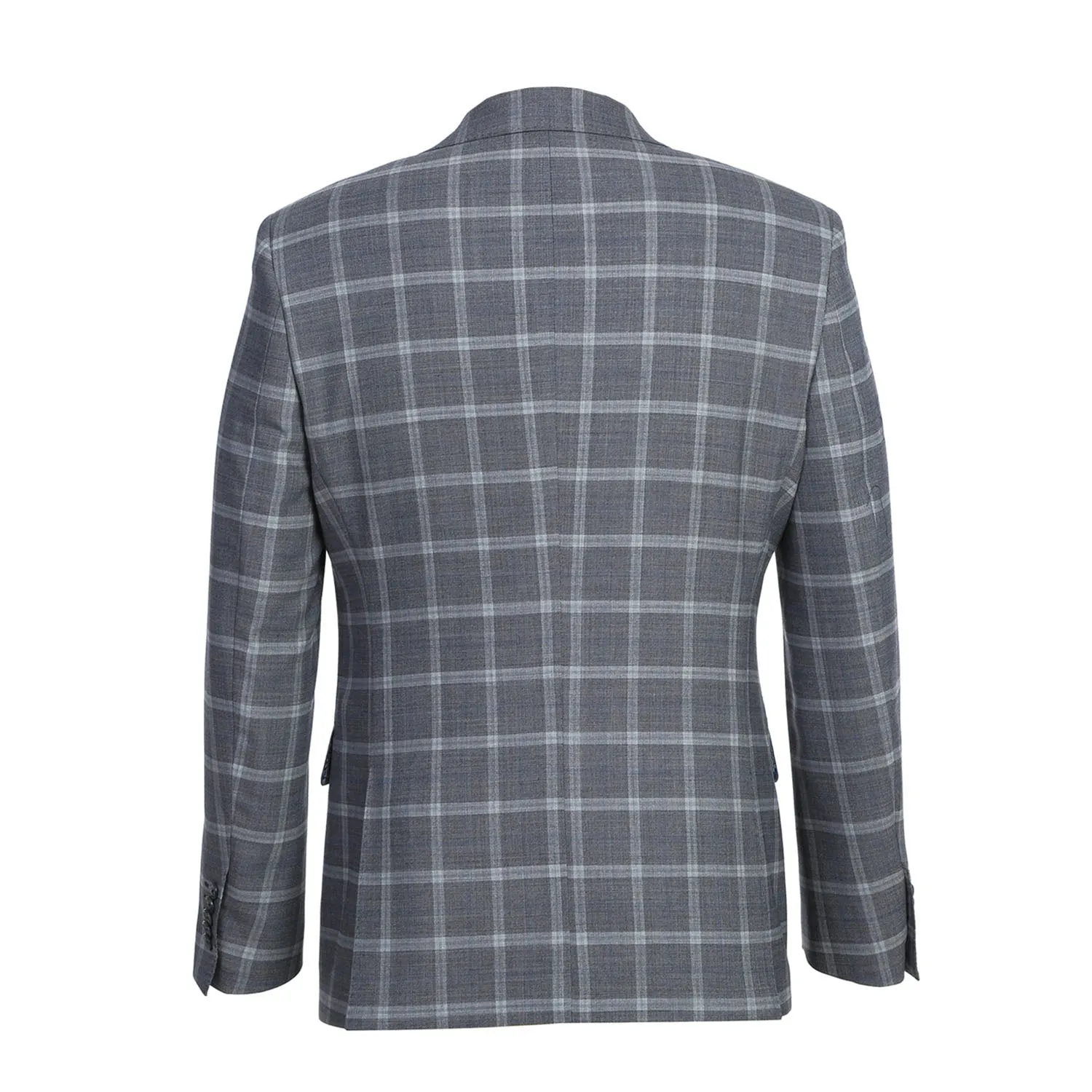 Wool Stretch Single Breasted SLIM FIT Suit in Grey Windowpane Check (Short, Regular, and Long Available) by English Laundry