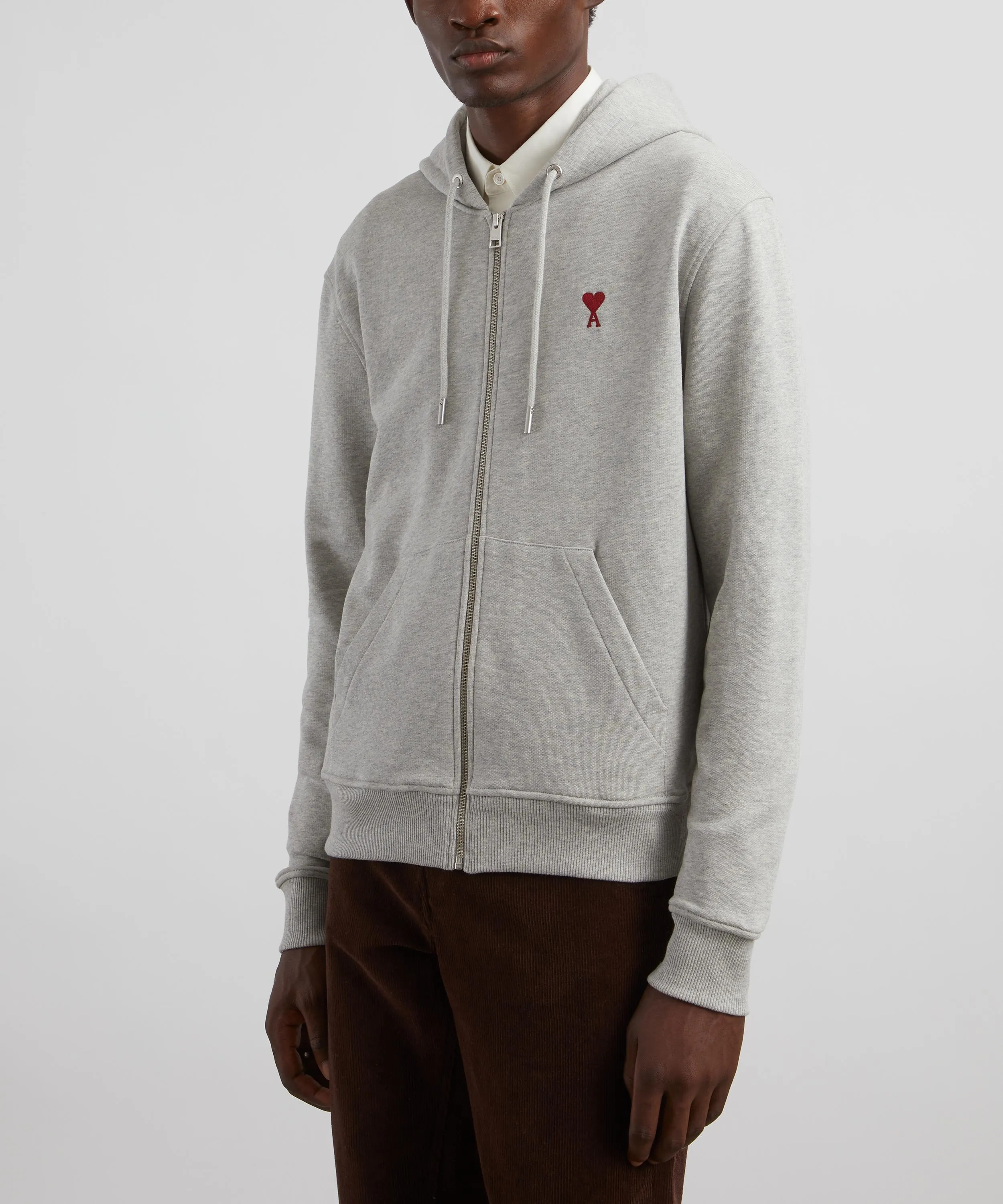 Zipped Ami de Coeur Hoodie in Heather Ash Grey 